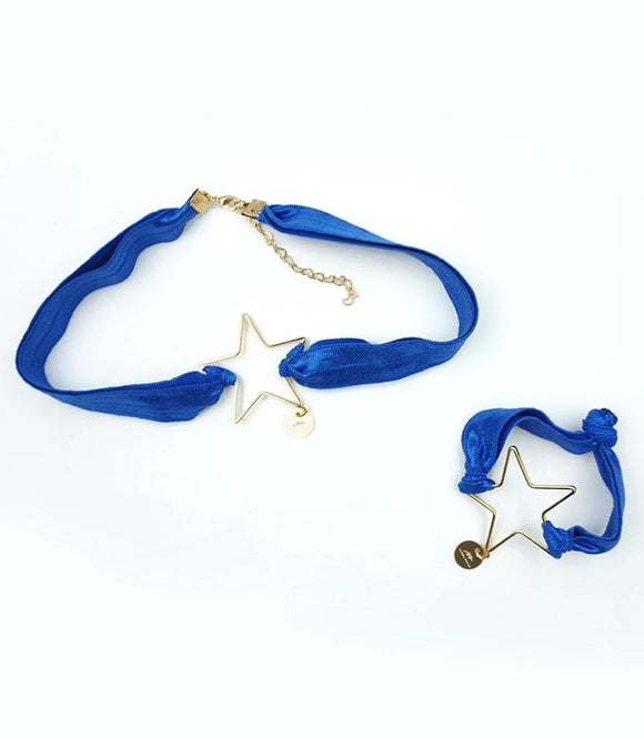Star Choker & Bracelet Set - Blue
