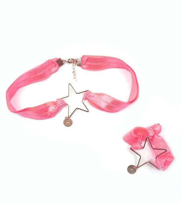 Star Choker & Bracelet Set - Pink